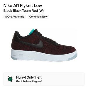 NIKE FlyKnit AF1 Low in Black Black Team Res